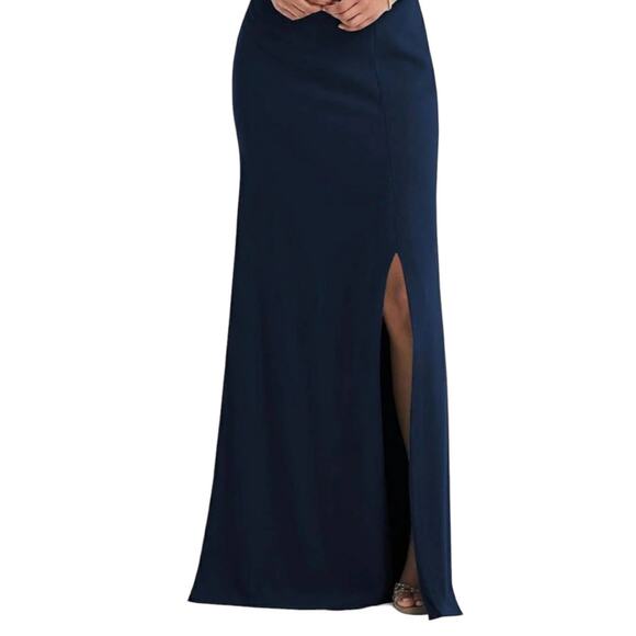 After Six One Shoulder Draped Cowl Neck Midnight Blue maxi Dress Size 12 - Picture 7 of 15